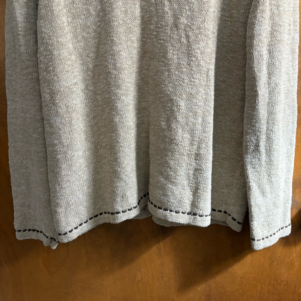VINTAGE Embroidered Bird Oatmeal Button Down Cardigan Sweater 1X Slouchy Artsy - Picture 11 of 14